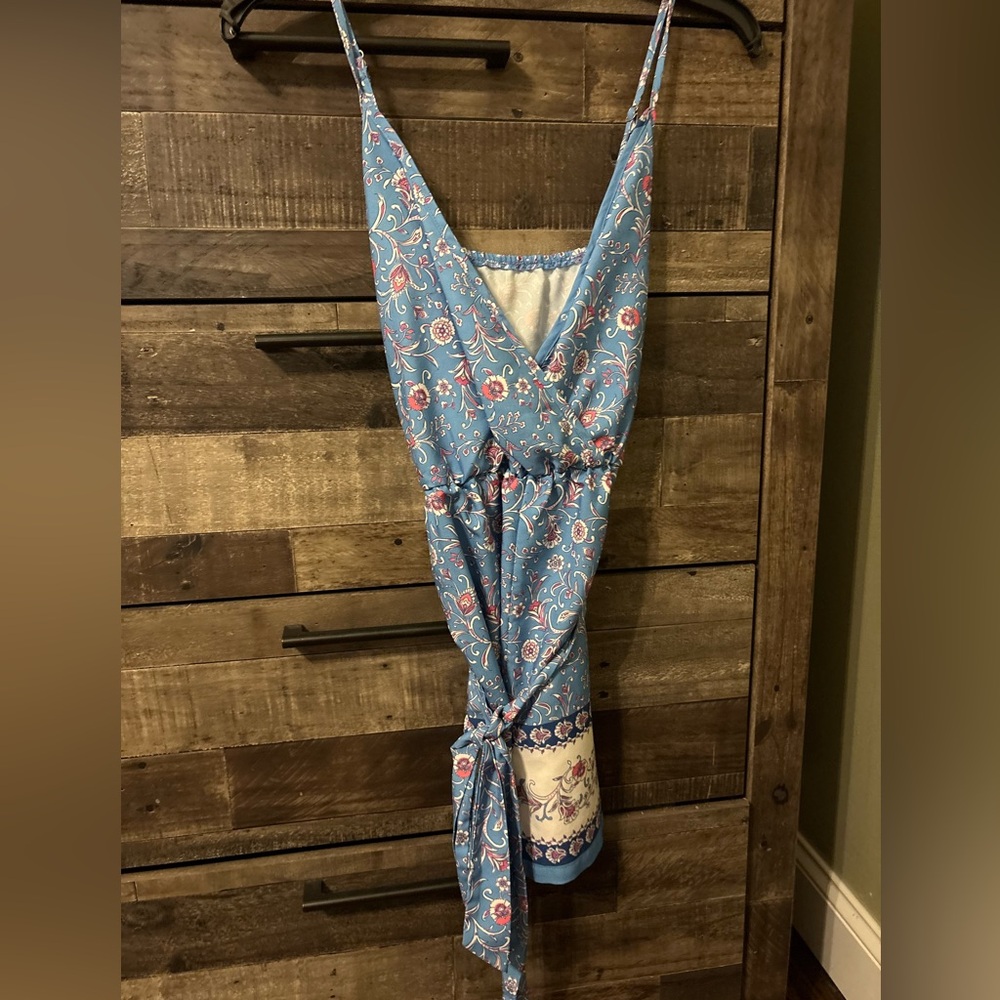 Blue Floral V-Neck Romper